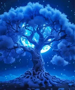 Moonlight Blue Tree Diamond Painting