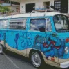 Old Blue Mini Van Diamond Painting