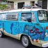 Old Blue Mini Van Diamond Painting