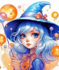 Anime Blue Witch Diamond Painting