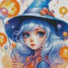 Anime Blue Witch Diamond Painting