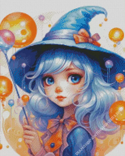 Anime Blue Witch Diamond Painting