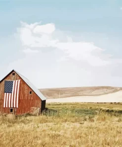 Barn With American Flag Diamond Painting