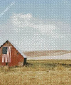 Barn With American Flag Diamond Painting
