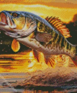 Bass Jumping Out Of Water Diamond Painting