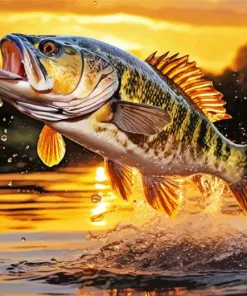 Bass Jumping Out Of Water Diamond Painting