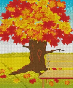 Bench Under A Tree Diamond Painting