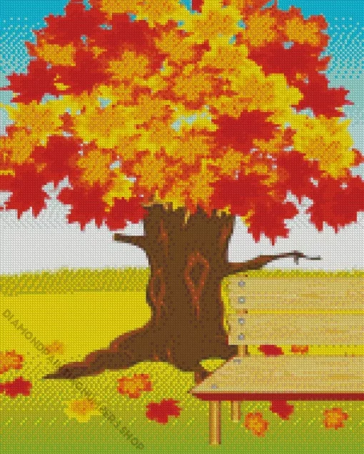 Bench Under A Tree Diamond Painting