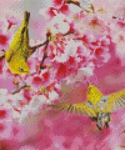 Birds On Flowers Diamond Painting