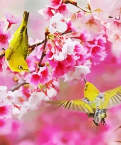 Birds On Flowers Diamond Painting