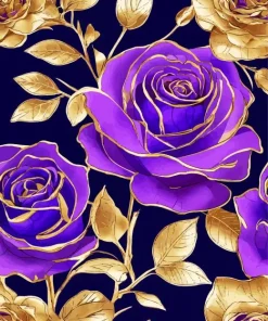 Black And Purple Flowers Diamond Painting