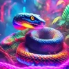Black And Rainbow Snake Diamond Painting