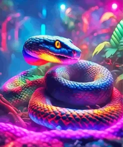 Black And Rainbow Snake Diamond Painting
