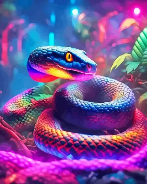 Black And Rainbow Snake Diamond Painting