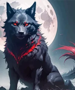 Black And Red Werewolf Diamond Painting