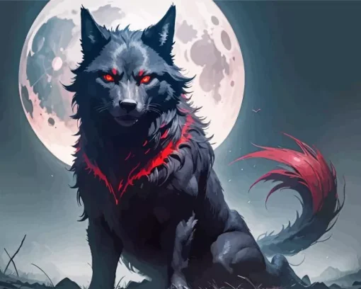 Black And Red Werewolf Diamond Painting