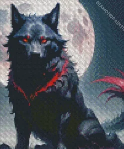 Black And Red Werewolf Diamond Painting