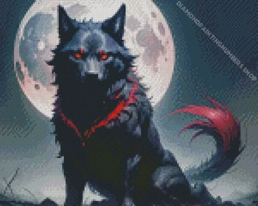 Black And Red Werewolf Diamond Painting