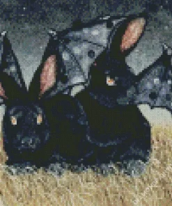 Black Bats Bunny Diamond Painting