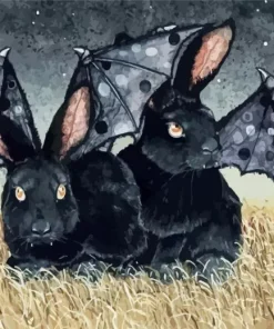 Black Bats Bunny Diamond Painting