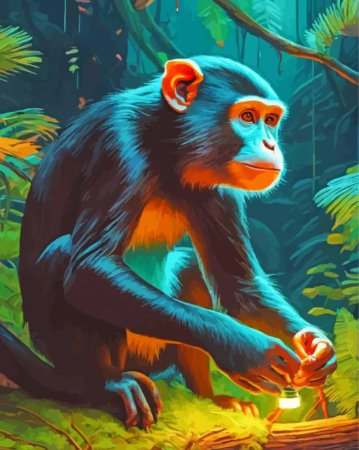 Black Monkey In Forest Diamond Painting
