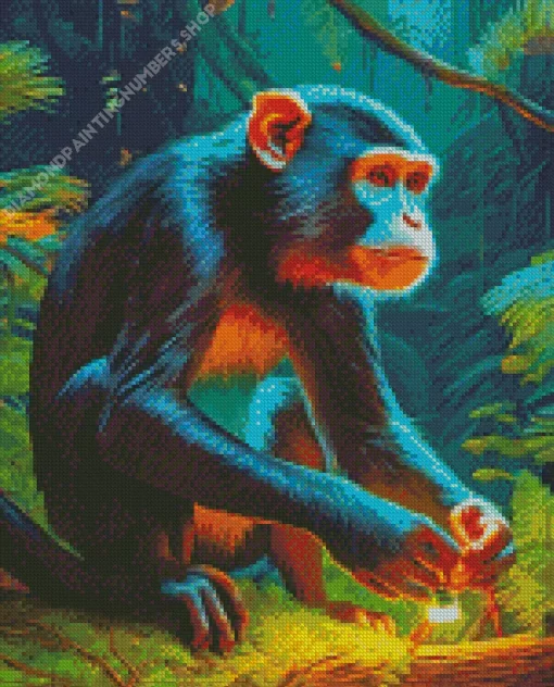 Black Monkey In Forest Diamond Painting
