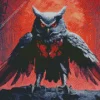 Black Owl with Red Eyes Diamond Painting