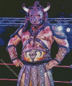 Black Taurus Mexican Wrestler Diamond Painting