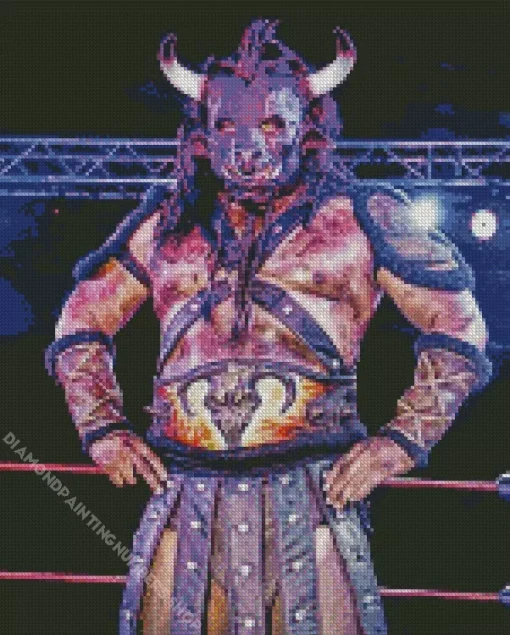 Black Taurus Mexican Wrestler Diamond Painting