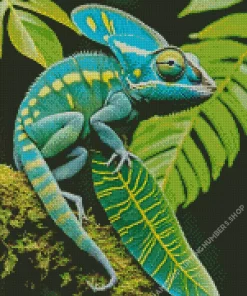 Blue And Green Chameleon Diamond Painting