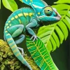 Blue And Green Chameleon Diamond Painting