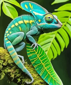 Blue And Green Chameleon Diamond Painting