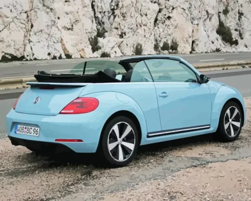 Blue Convertible Beetle Diamond Painting