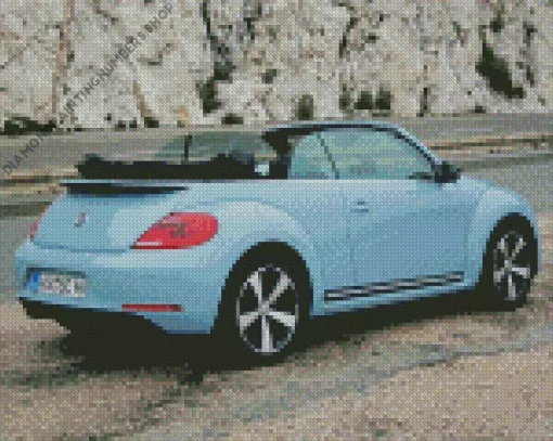 Blue Convertible Beetle Diamond Painting