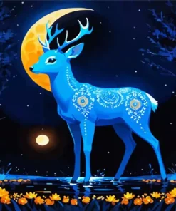 Blue Deer Diamond Painting