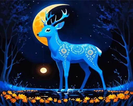 Blue Deer Diamond Painting