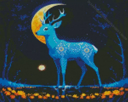 Blue Deer Diamond Painting