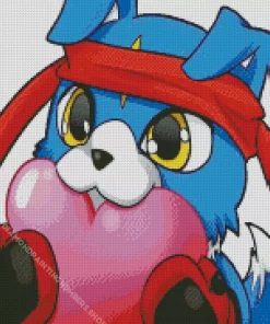 Blue Dog Digimon Diamond Painting