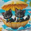 Blue Eyed Black Cats In Beach Diamond Painting