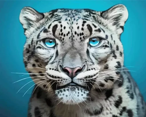 Blue Eyed Snow Leopard Diamond Painting