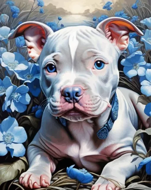 Blue Eyed Staffy Diamond Painting