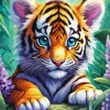 Blue Eyed Tiger Cub Diamond Painting