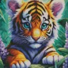 Blue Eyed Tiger Cub Diamond Painting