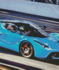 Blue Ferrari Sport Car Diamond Painting