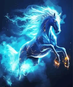 Blue Fire Horse Diamond Painting