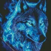 Blue Flame Wolf Diamond Painting