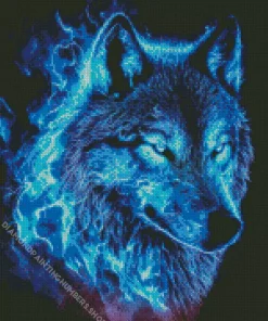 Blue Flame Wolf Diamond Painting