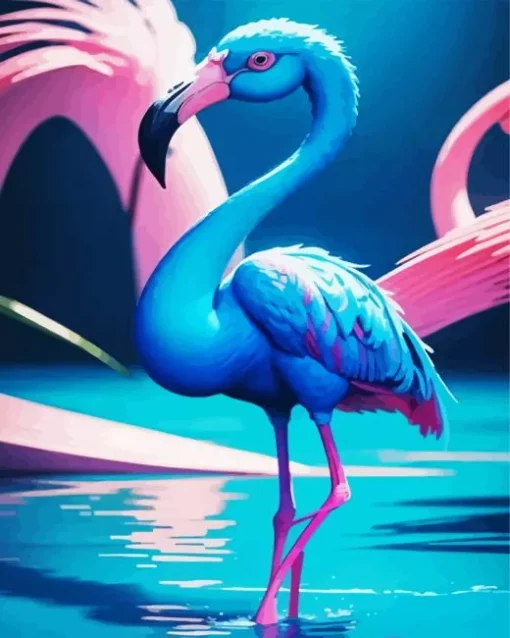 Blue Flamingo Diamond Painting
