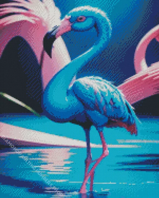 Blue Flamingo Diamond Painting
