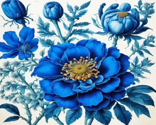 Blue Flowers Art Diamond Painting